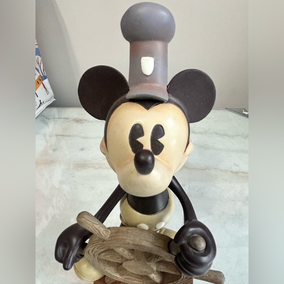 Vintage Walt Disney World Steamboat Willie Mickey Mouse Bobblehead Resin Figure